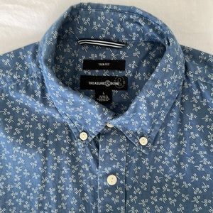 Treasure & Bond men’s trim fit shirt sleeve button down shirt